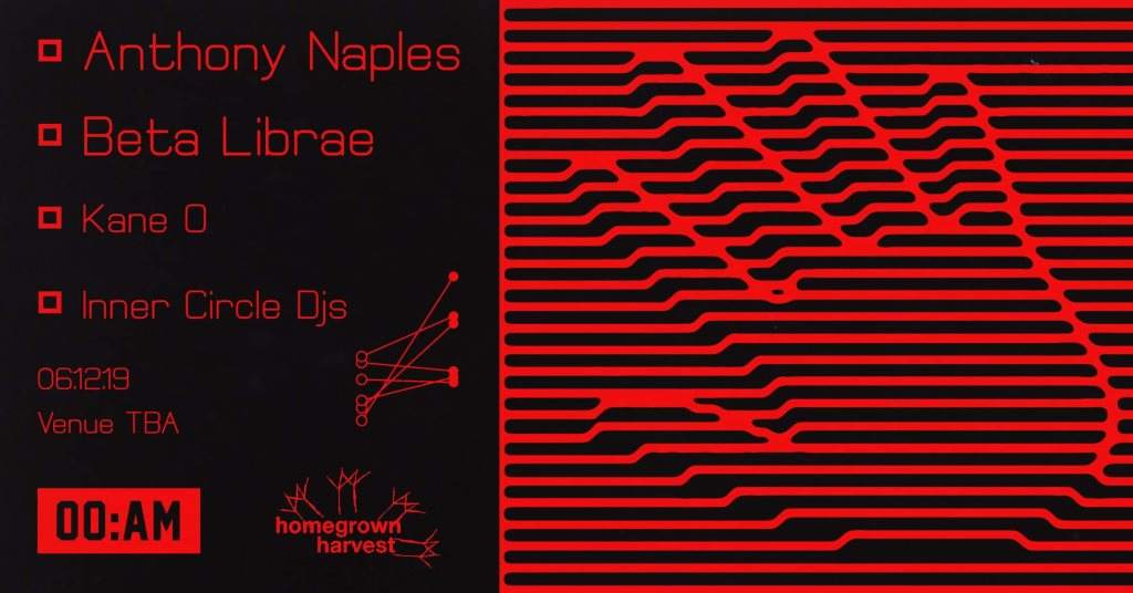 Homegrown Harvest & 00:AM with Anthony Naples & Beta Librae - フライヤー表