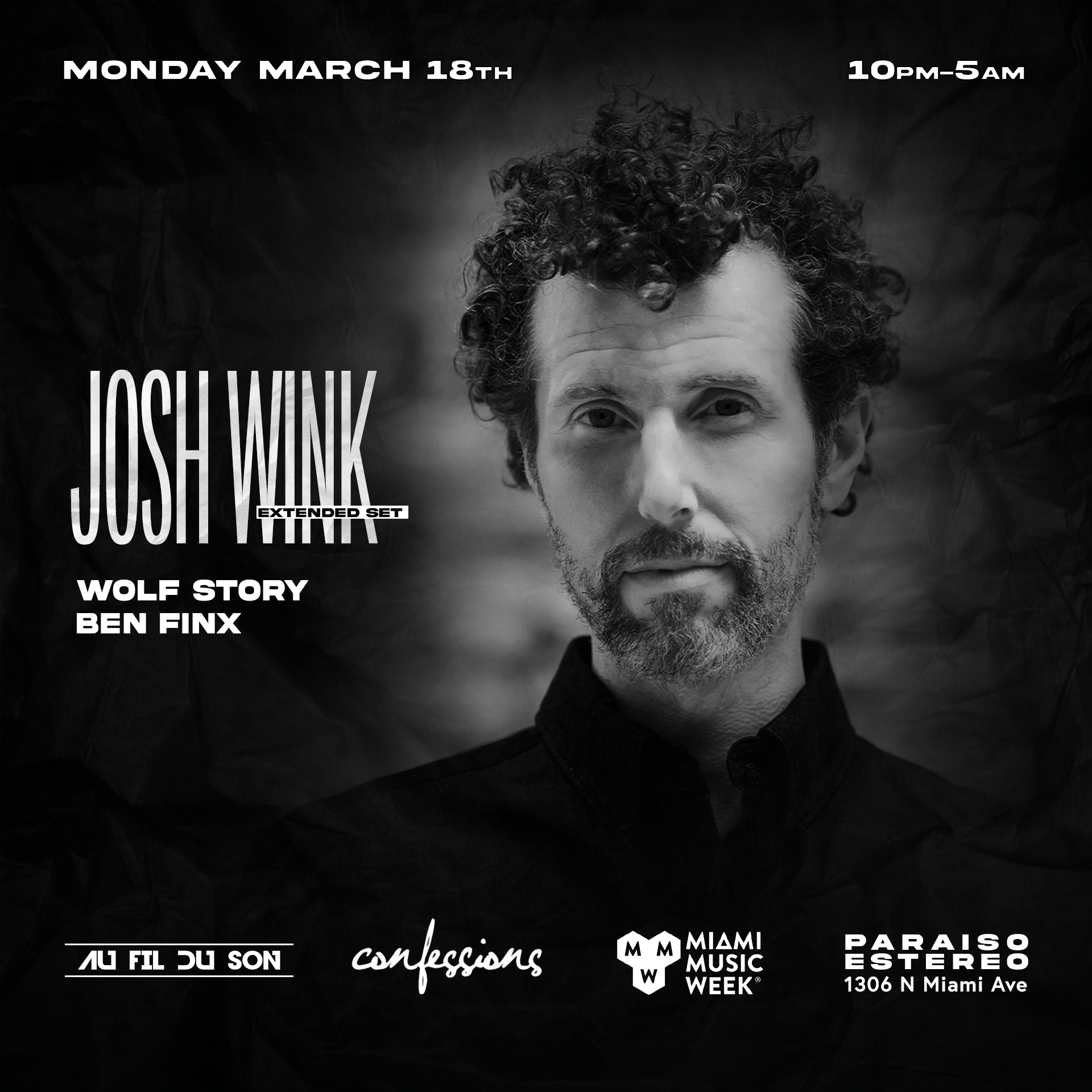 Josh Wink (Extended Set) at Paraiso Estereo - Miami Music Week - フライヤー裏