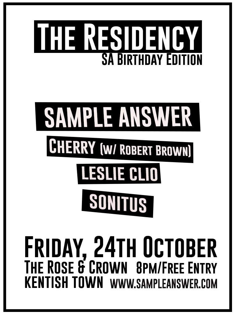 The Residency Birthday Edition: Sample Answer + Cherry + Leslie Clio - フライヤー表