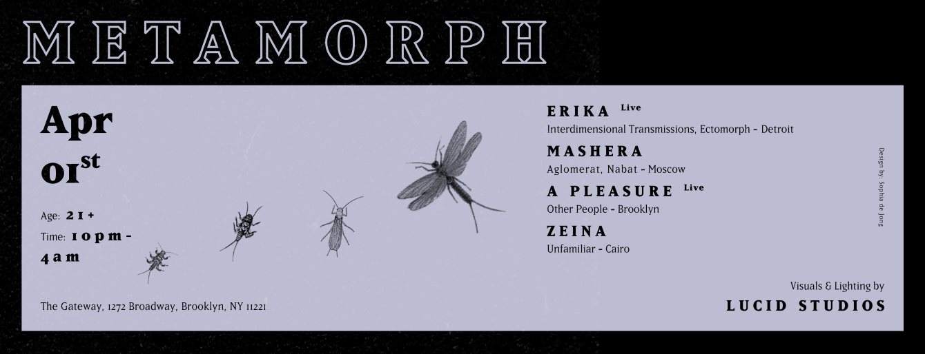 Metamorph: Erika, Mashera (US Debut) , A Pleasure, & Zeina - Página frontal