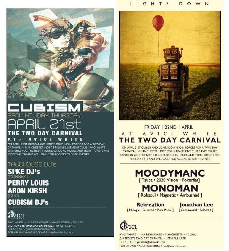 Lights Down & Cubism present: The Two Day Carnival with Moodymanc, Monoman and More - フライヤー表