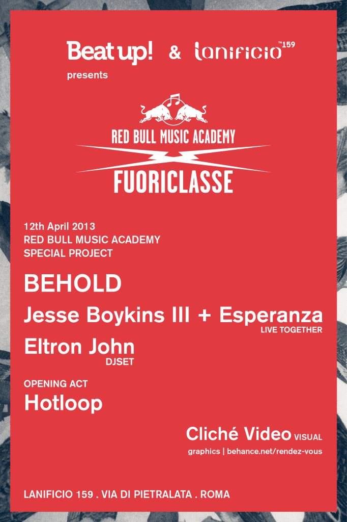 Beat up! & Rbma Fuoriclasse Pres. Behold (Jesse Boykins III + Esperanza) and Eltron John - フライヤー表