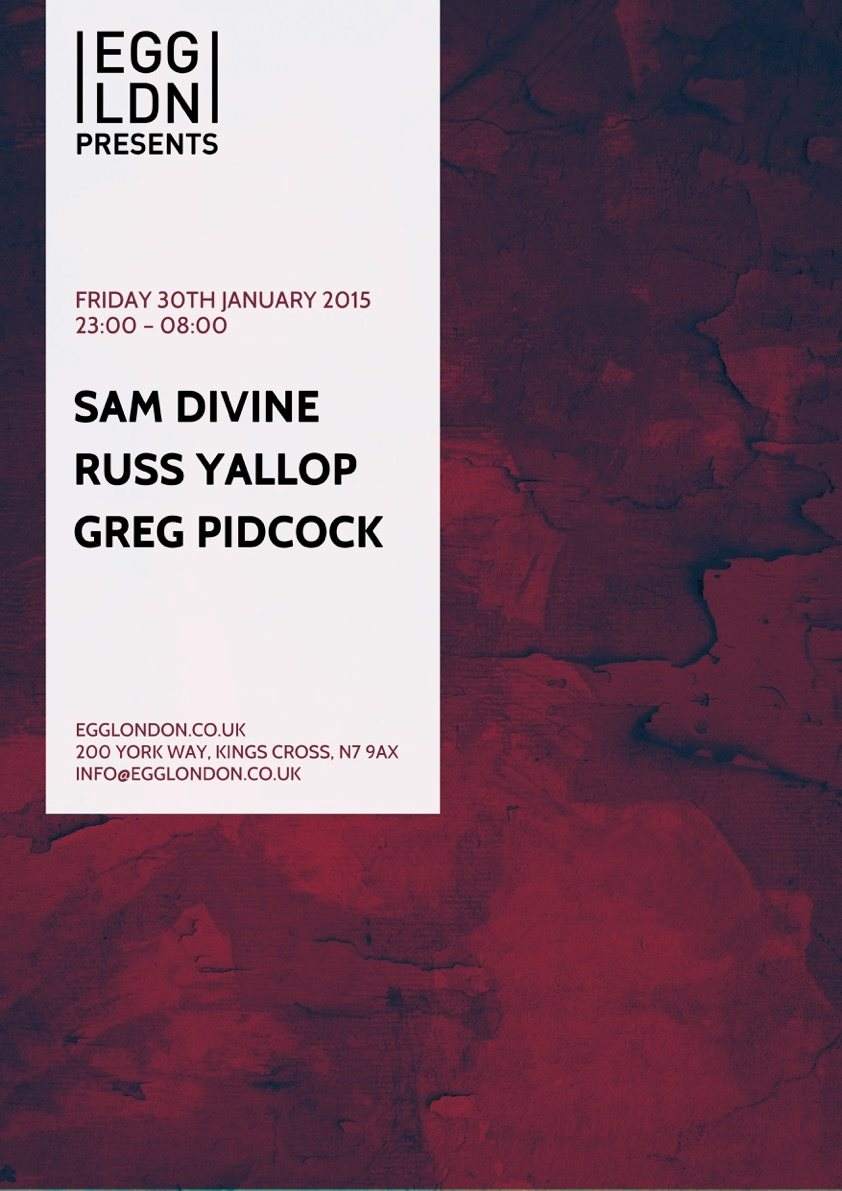Egg presents: Sam Divine, Russ Yallop, Greg Pidcock - Página frontal