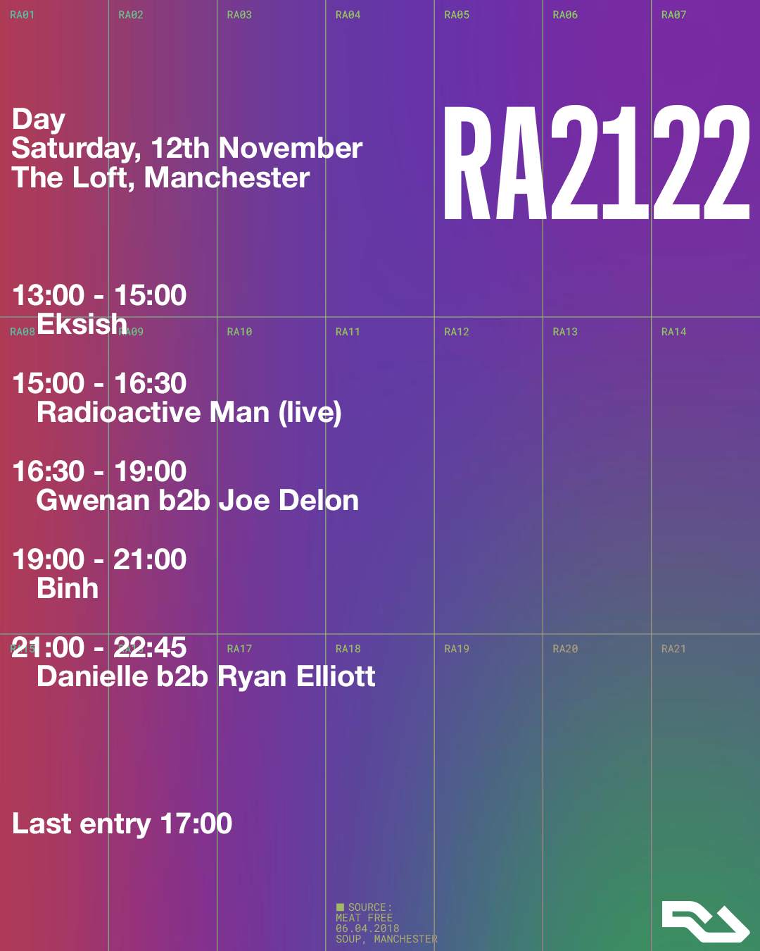 RA2122 - Day: Danielle b2b Ryan Elliott, Binh, Radioactive Man (live) & more - フライヤー表