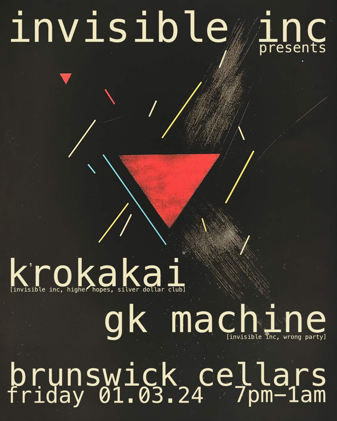Invisible Inc presents Krokakai & GK Machine - フライヤー表