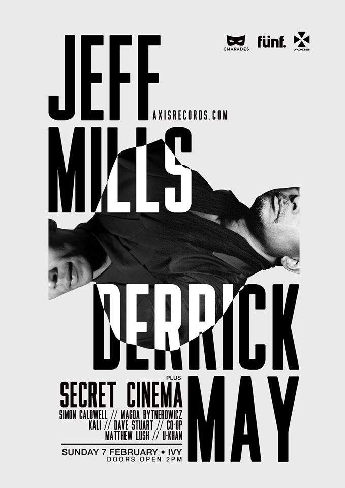 Charades x Funf present Jeff Mills, Derrick May, Secret Cinema - Página frontal