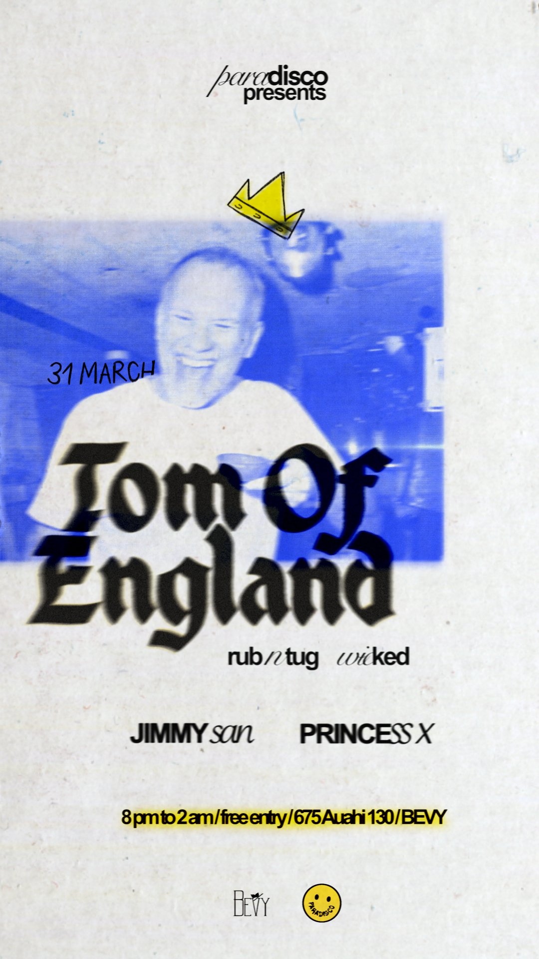 Paradisco presents Tom of England (Rub N Tug, Wicked) at Bevy, Hawaii