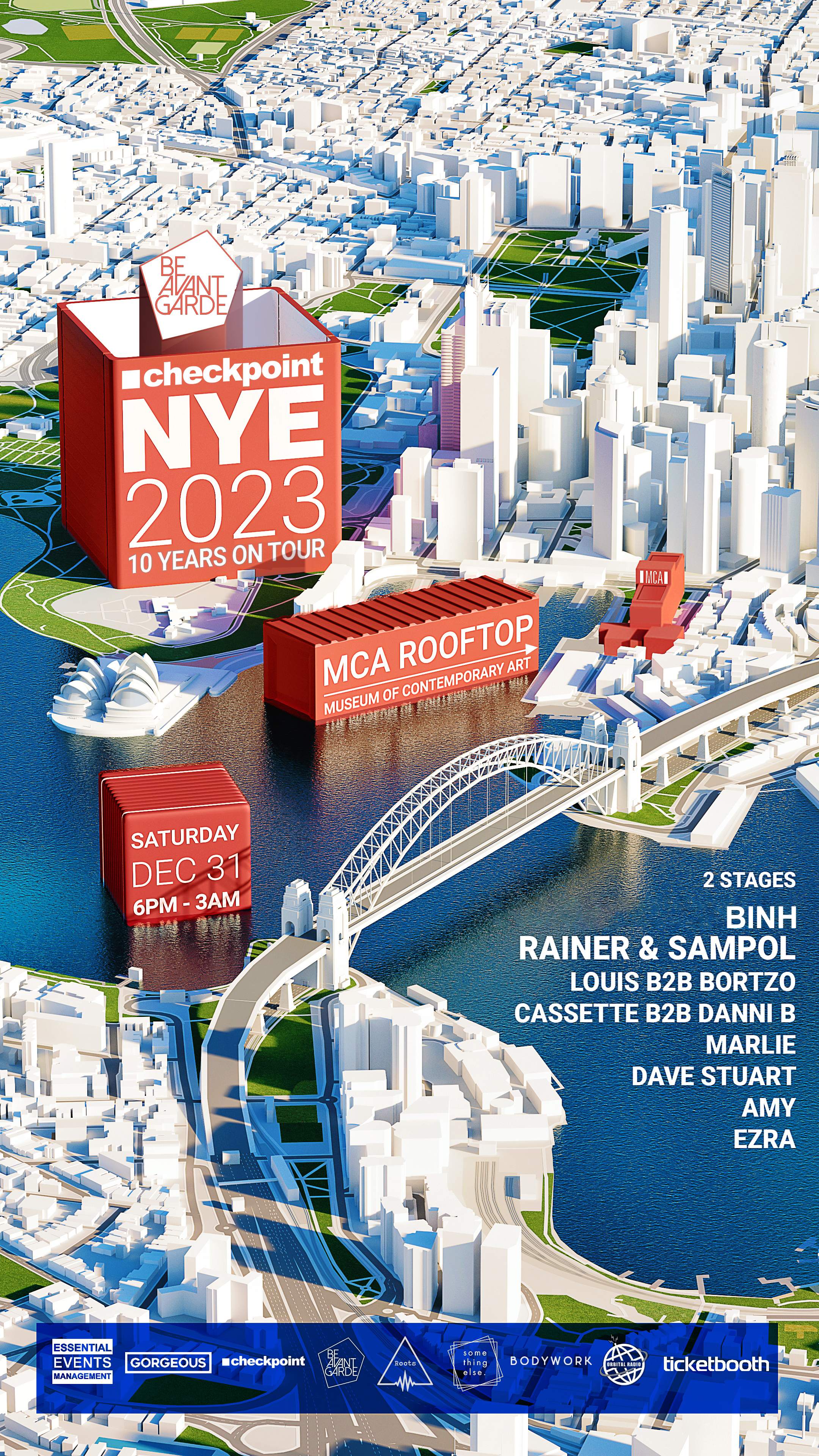 ■ checkpoint 10 Years on tour & BAG presents NYE 2023 Rooftop Museum of Contemporary Art - フライヤー表