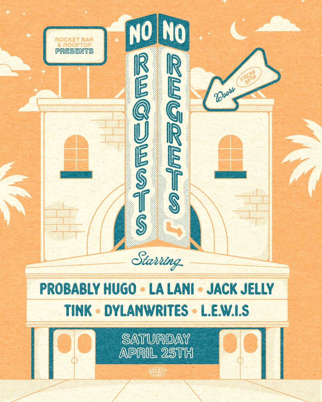 No Requests, No Regrets — Sat Apr 25th at Rocket Bar, Adelaide