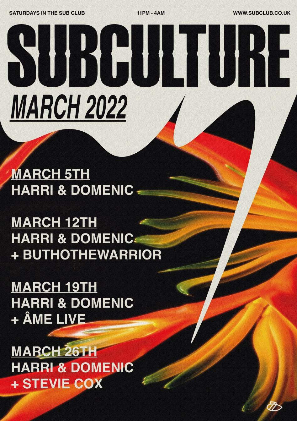 Subculture with Harri & Domenic + Âme [Live] - 19.03.22 - フライヤー表