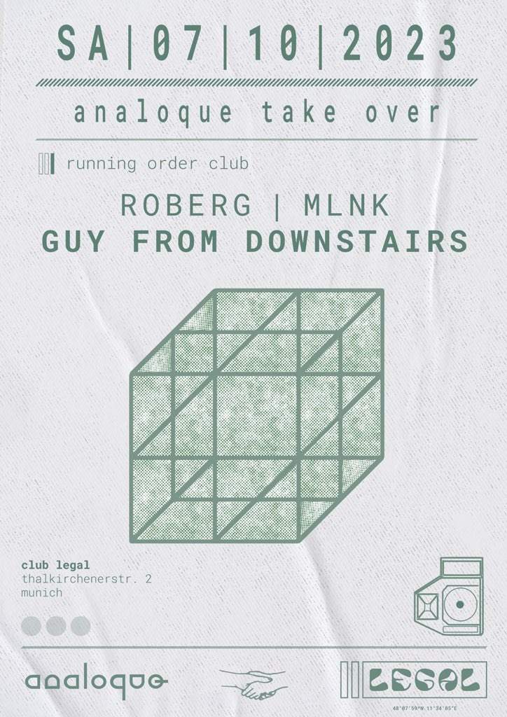 analoque take over w./ Roberg, Mlnk & Guy From Downstairs en Legal, Munich