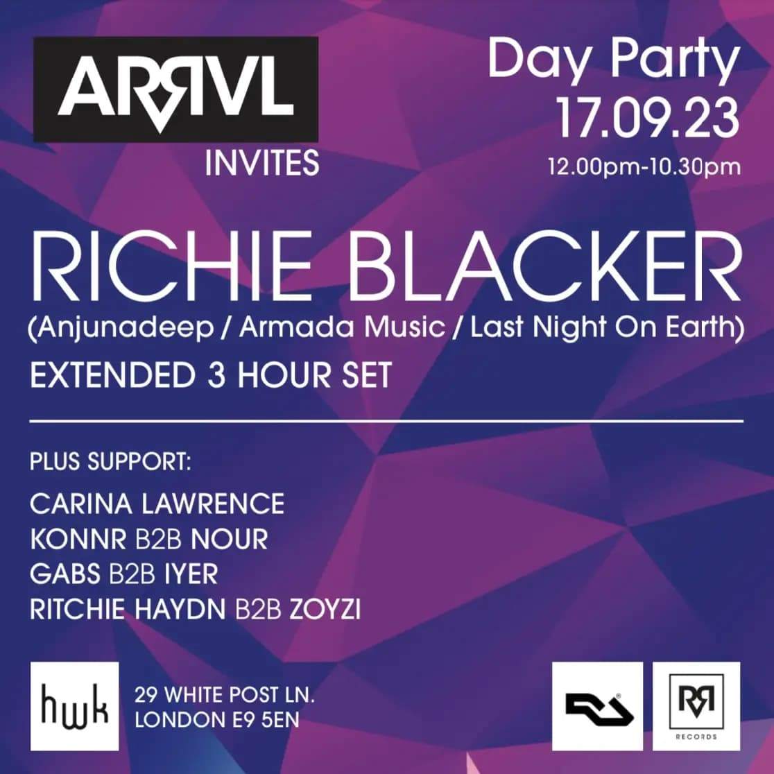 ARRVL Invites: Richie Blacker (Extended Set) Plus Support - フライヤー表