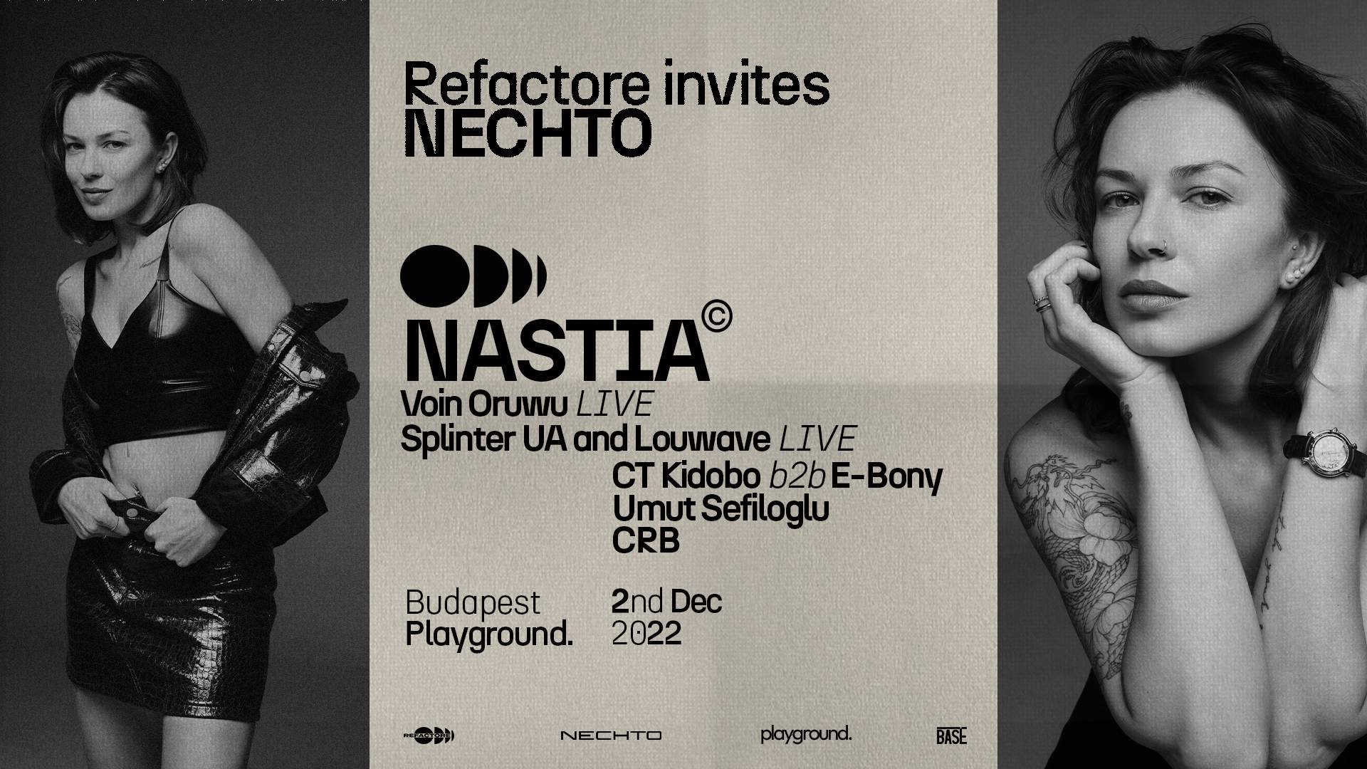 Refactore invites NECHTO with Nastia, Voin Oruwu(LIVE), Splinter UA & Louwave(Live), E-Bony - Página frontal