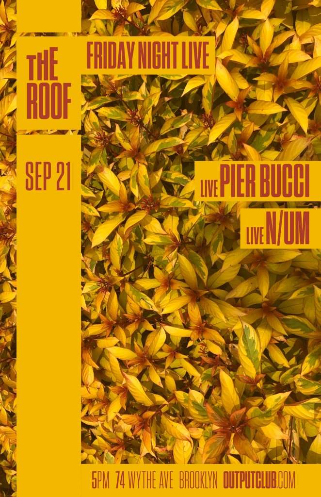 Friday Night Live - Pier Bucci/ N/UM on The Roof - フライヤー表