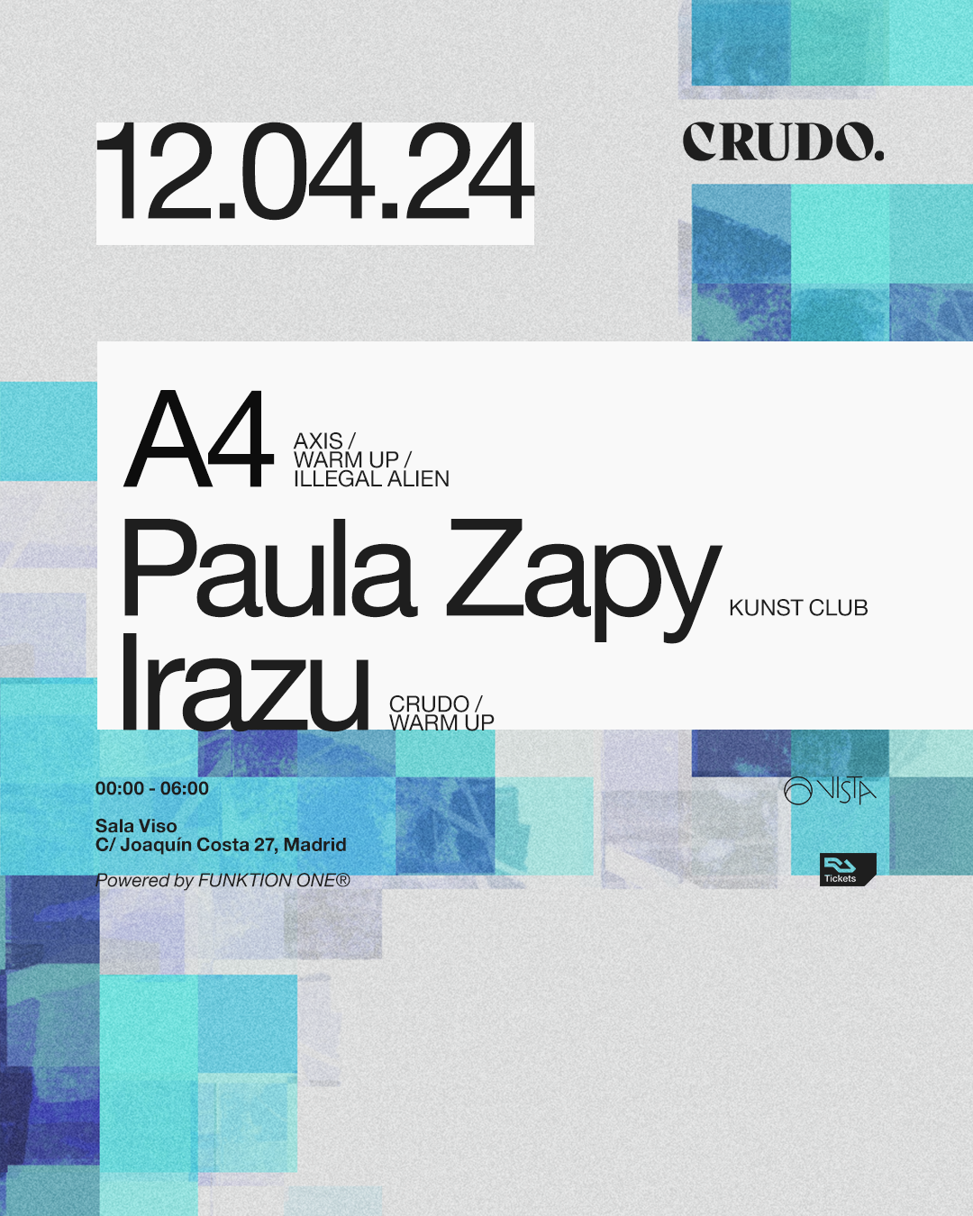 VISTA meets CRUDO: A4 + Irazu + PAULA ZAPY - フライヤー表