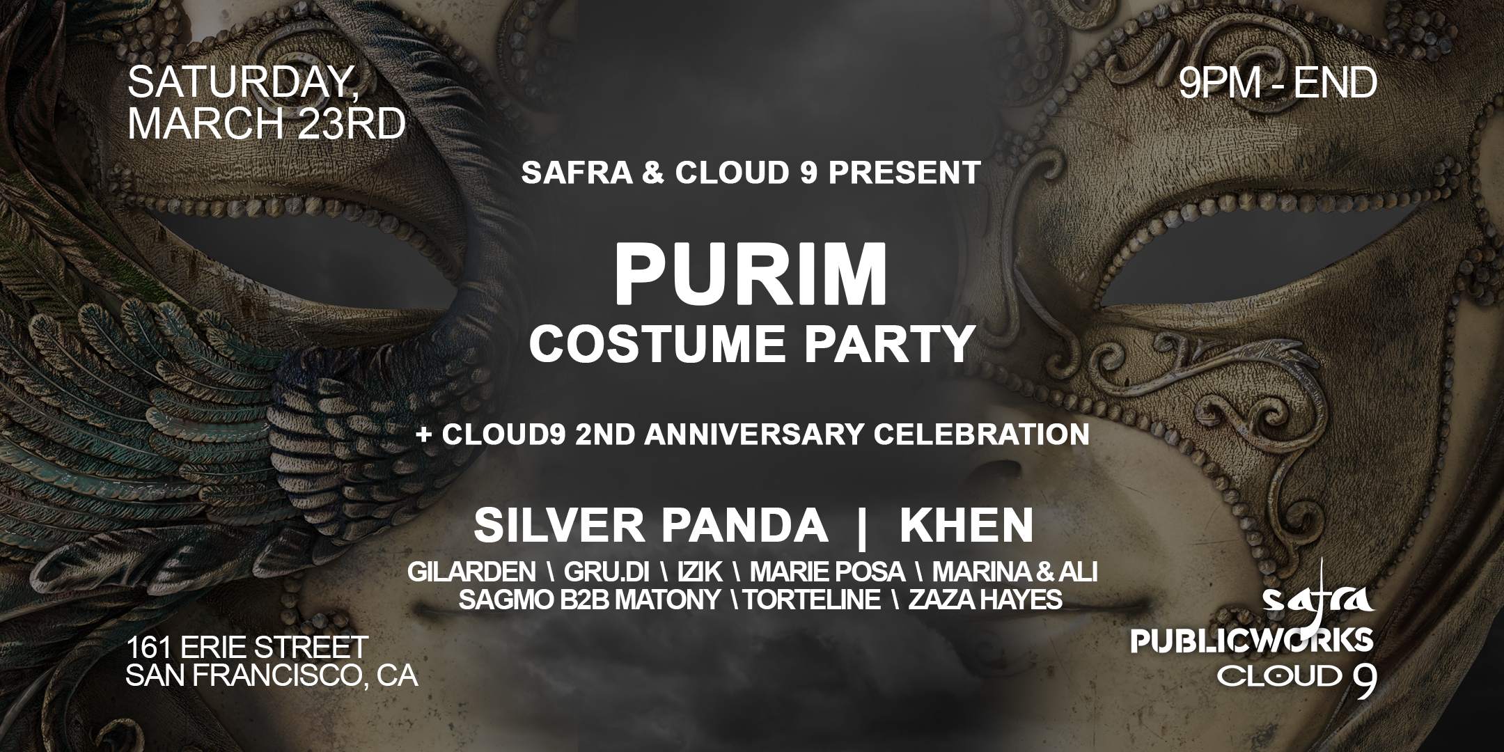 Safra & Cloud9 present Purim (Costume Party) with Silver Panda - Página frontal