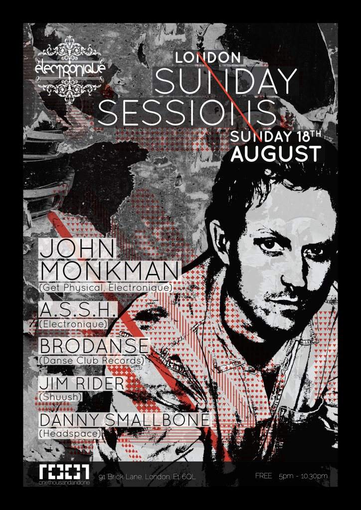 Electronique London Sunday Sessions with John Monkman - フライヤー表