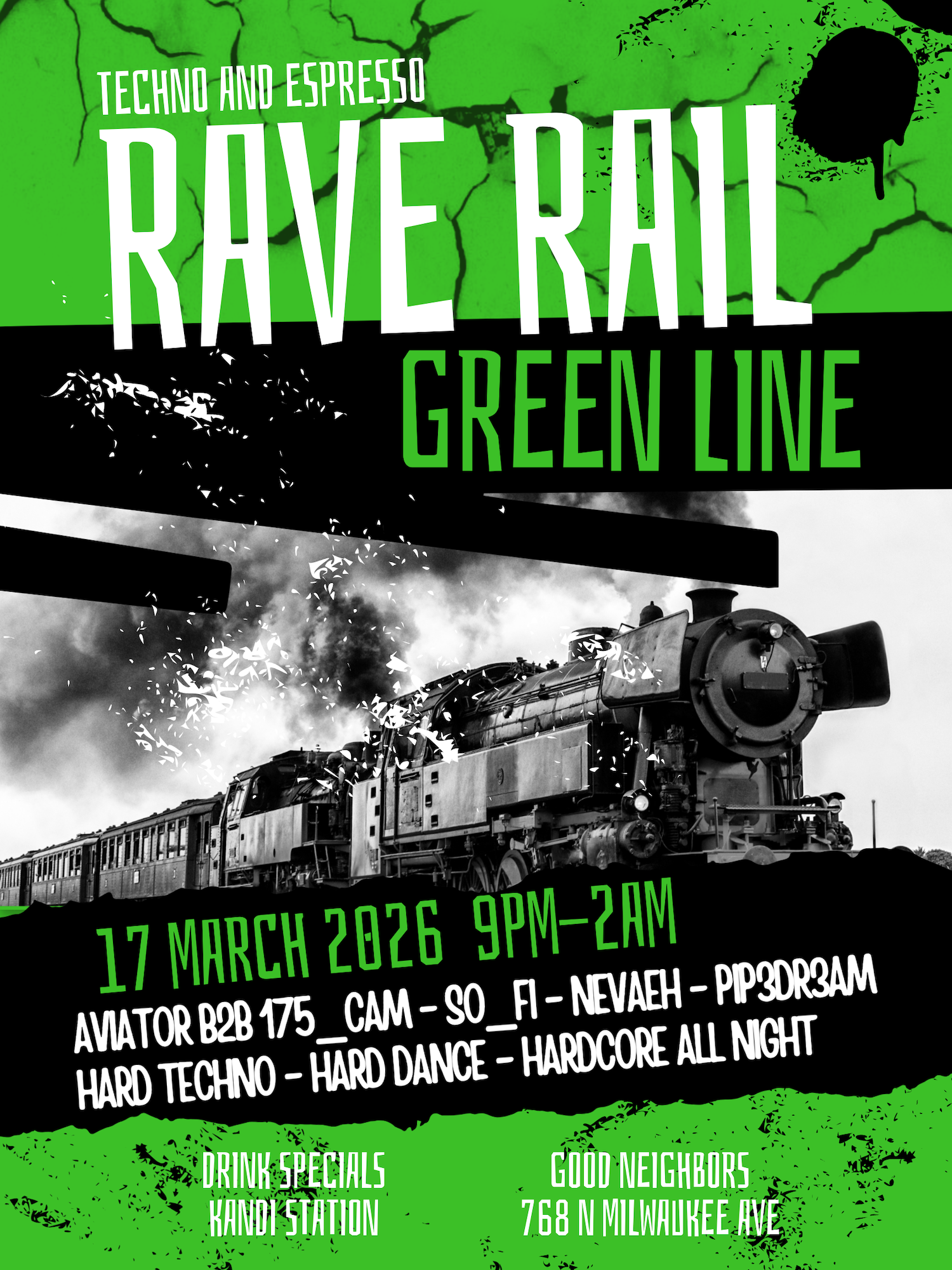THE RAVE RAIL - TECHNO TRAIN PT2 at TBA, Chicago