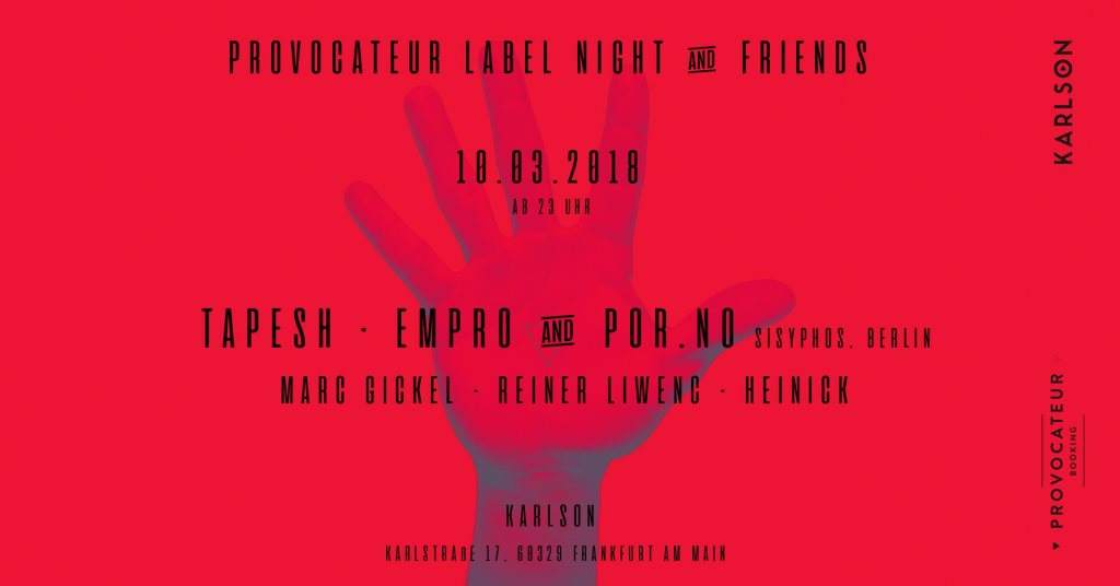 Provocateur Label Night with Tapesh, Empro & Por.no - フライヤー表