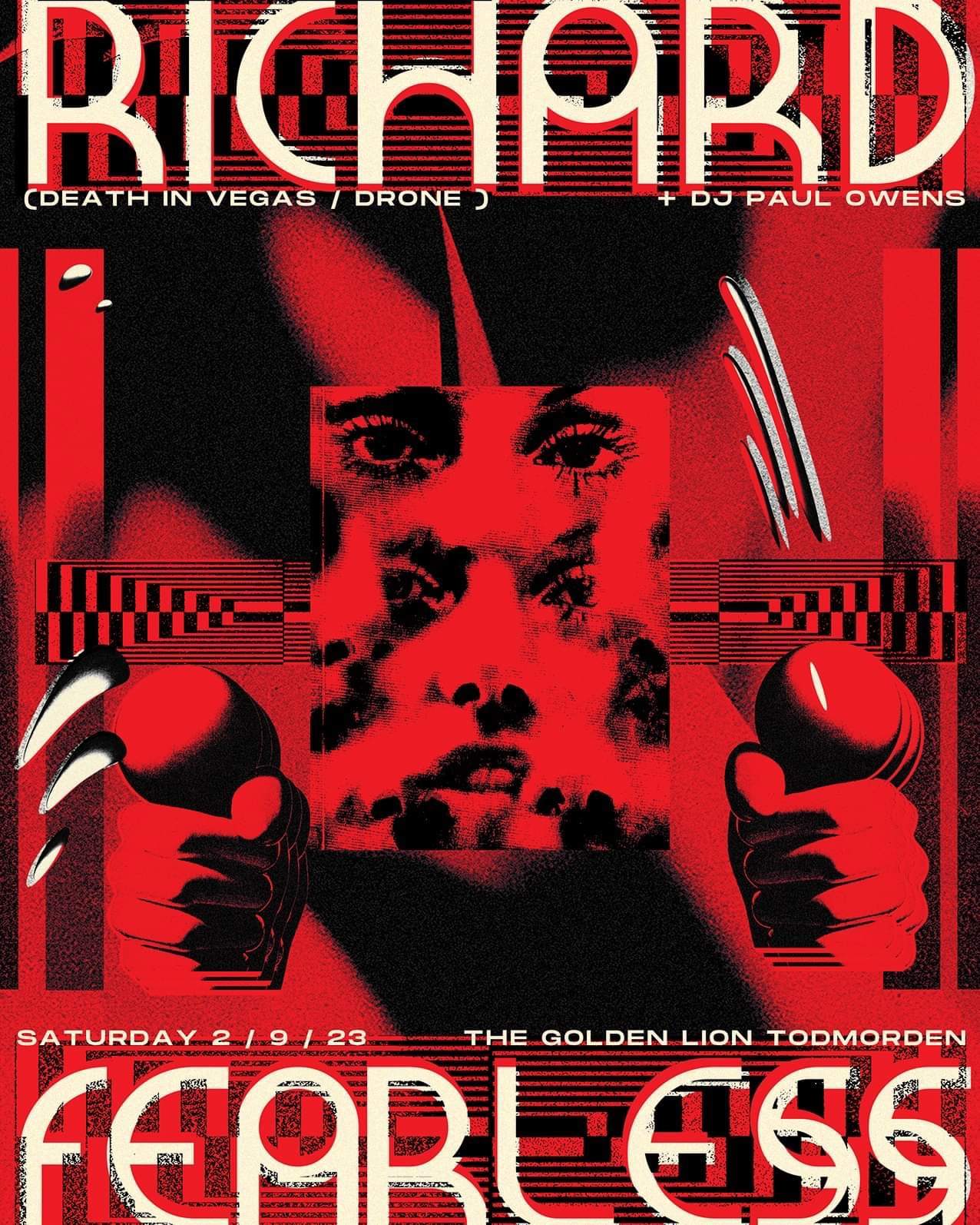 [CANCELLED] Richard Fearless (Death in Vegas / Drone) at Golden Lion, Todmorden - フライヤー表