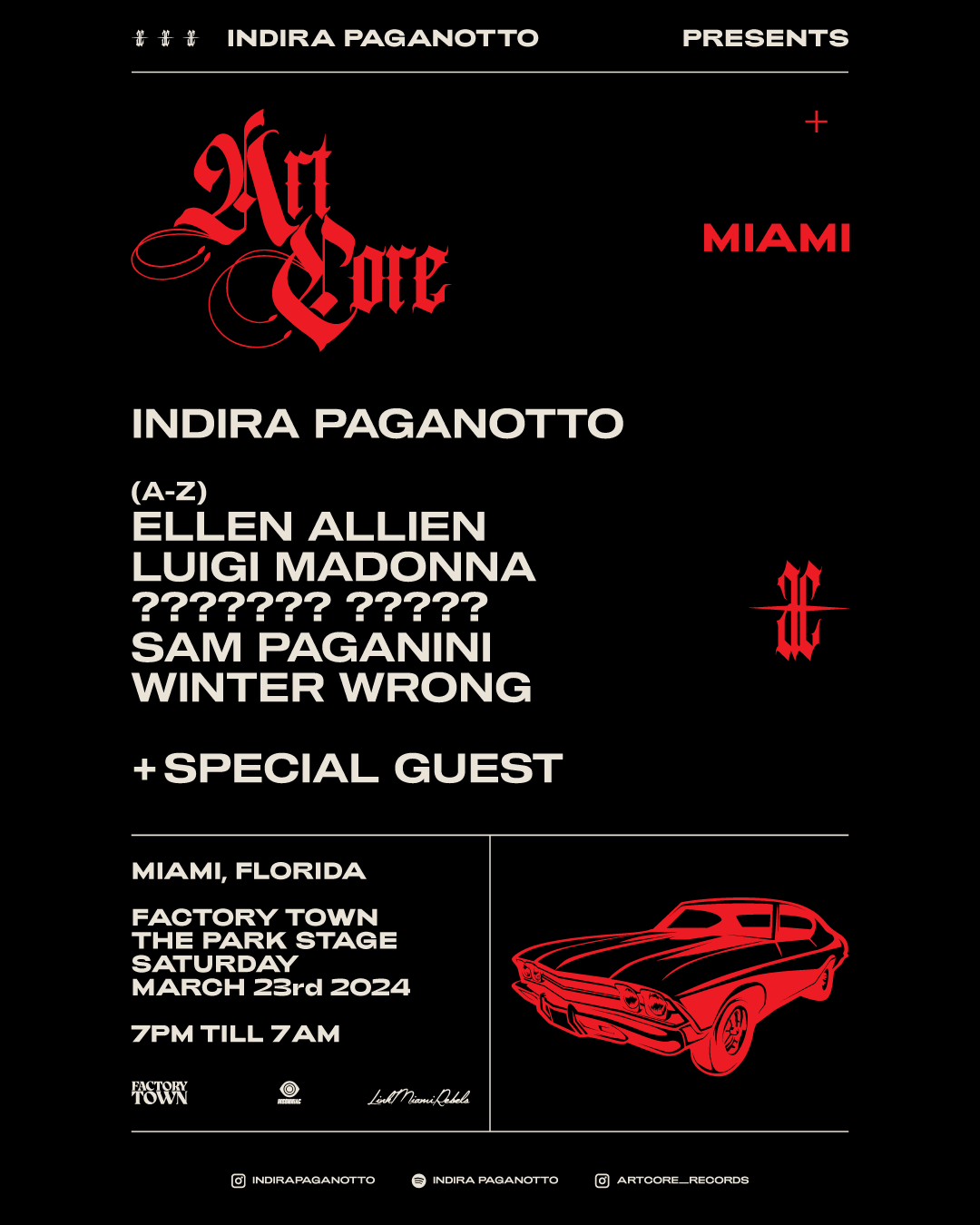 Indira Paganotto - ARTCORE Miami - フライヤー表