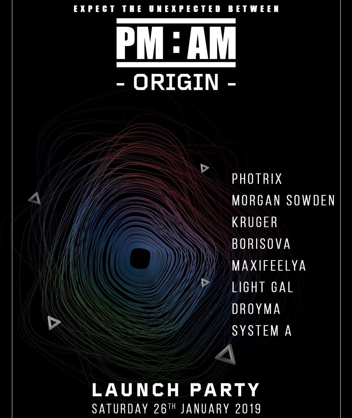PM:AM Launch Party: Origin - Página frontal