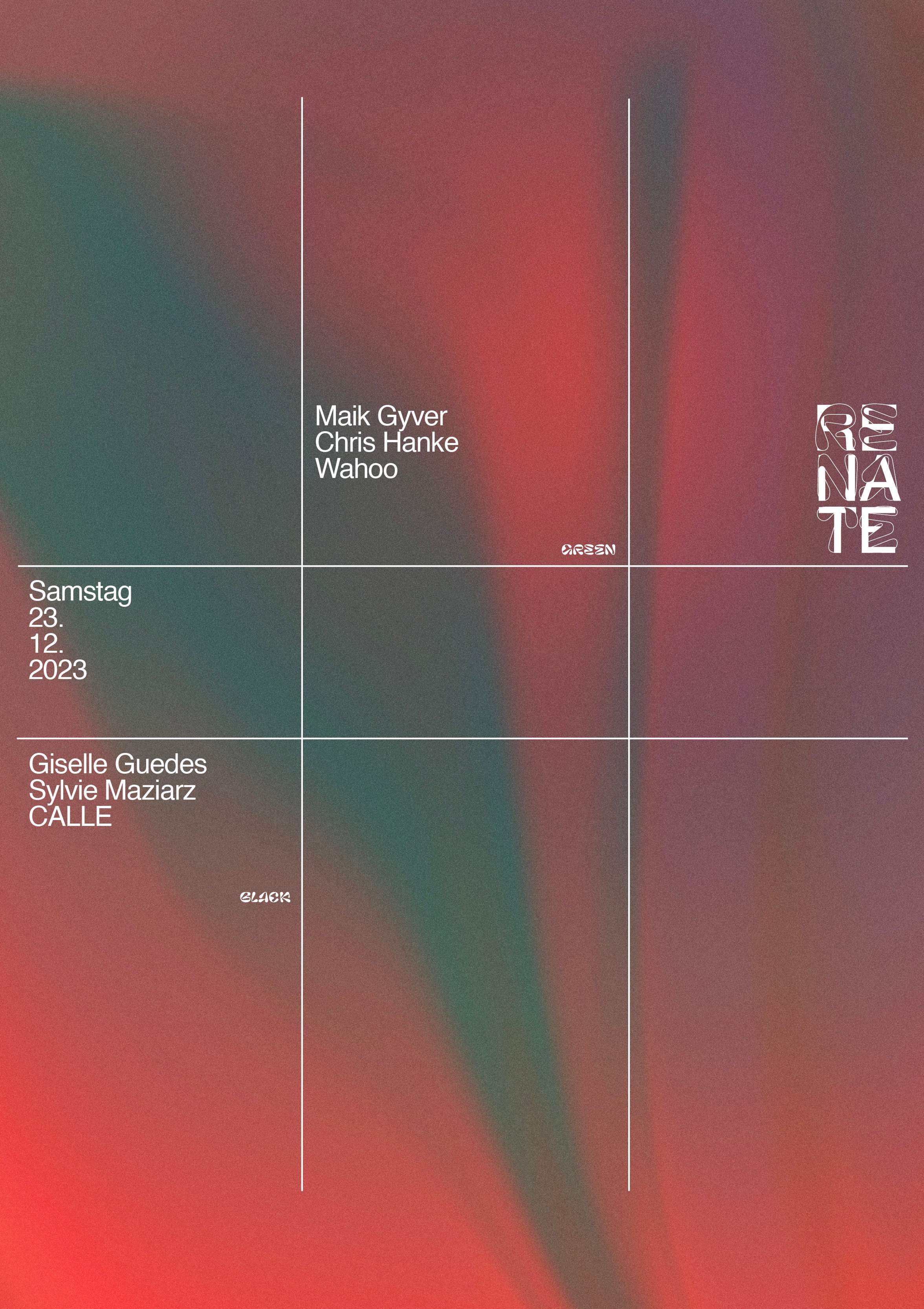 Renate w/ Giselle Guedes, Sylvie Maziarz, Maik Gyver, Wahoo, Calle & Chris Hanke - フライヤー表