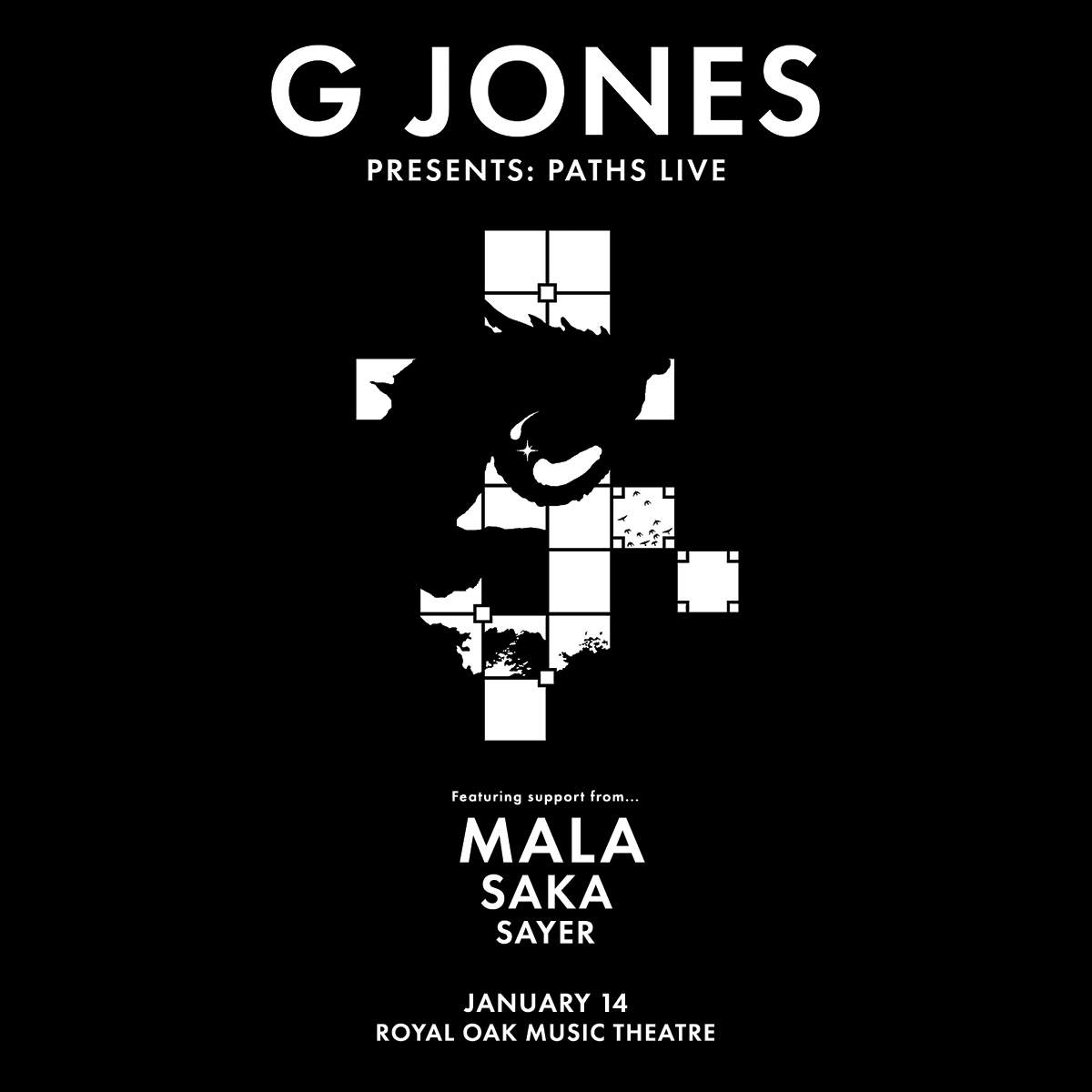 G Jones with Mala, Saka, Sayer - フライヤー表