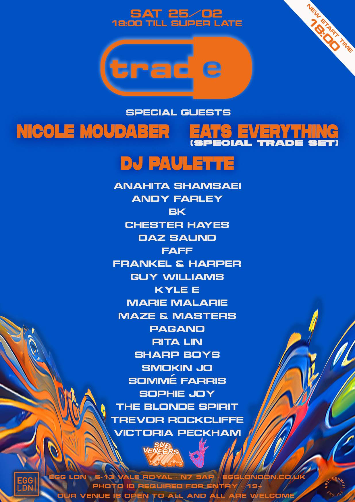 Trade presents - Nicole Moudaber, Eats Everything (Trade Set), DJ Paulette, Andy Farley, BK - フライヤー裏
