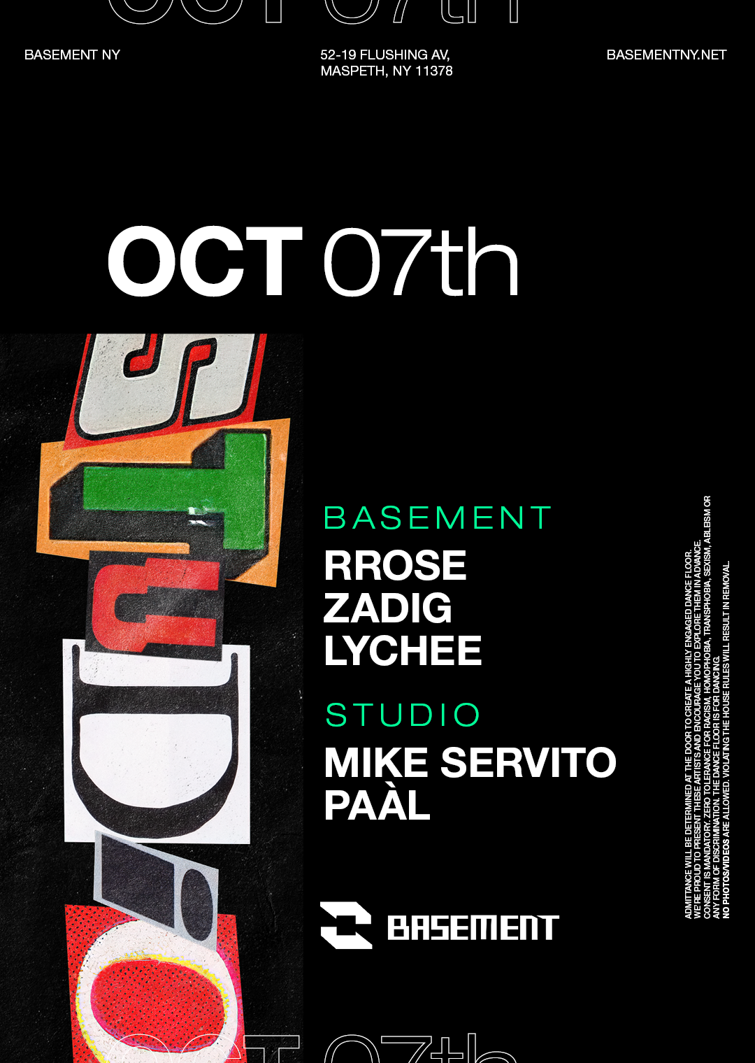 Rrose / Zadig / Lychee / Mike Servito / Paàl - Flyer front