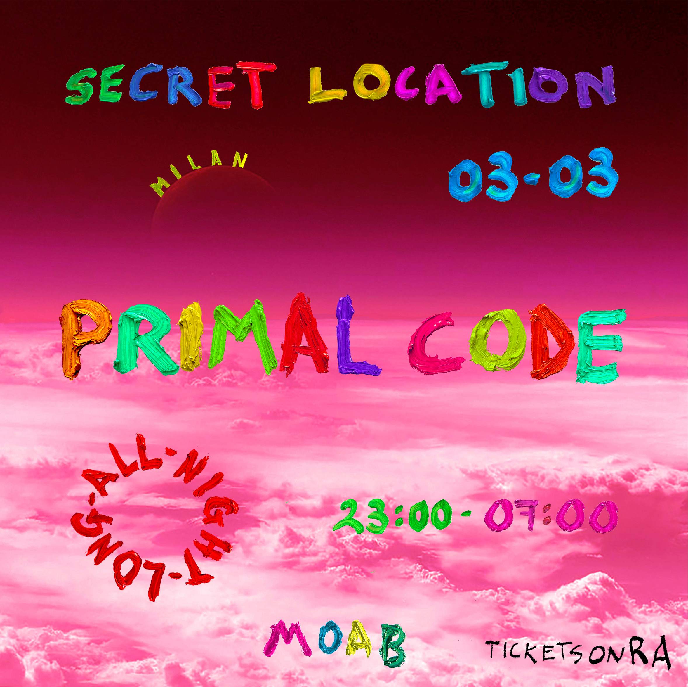 MOAB @Bakery • Primal Code (all-night-long) - フライヤー表