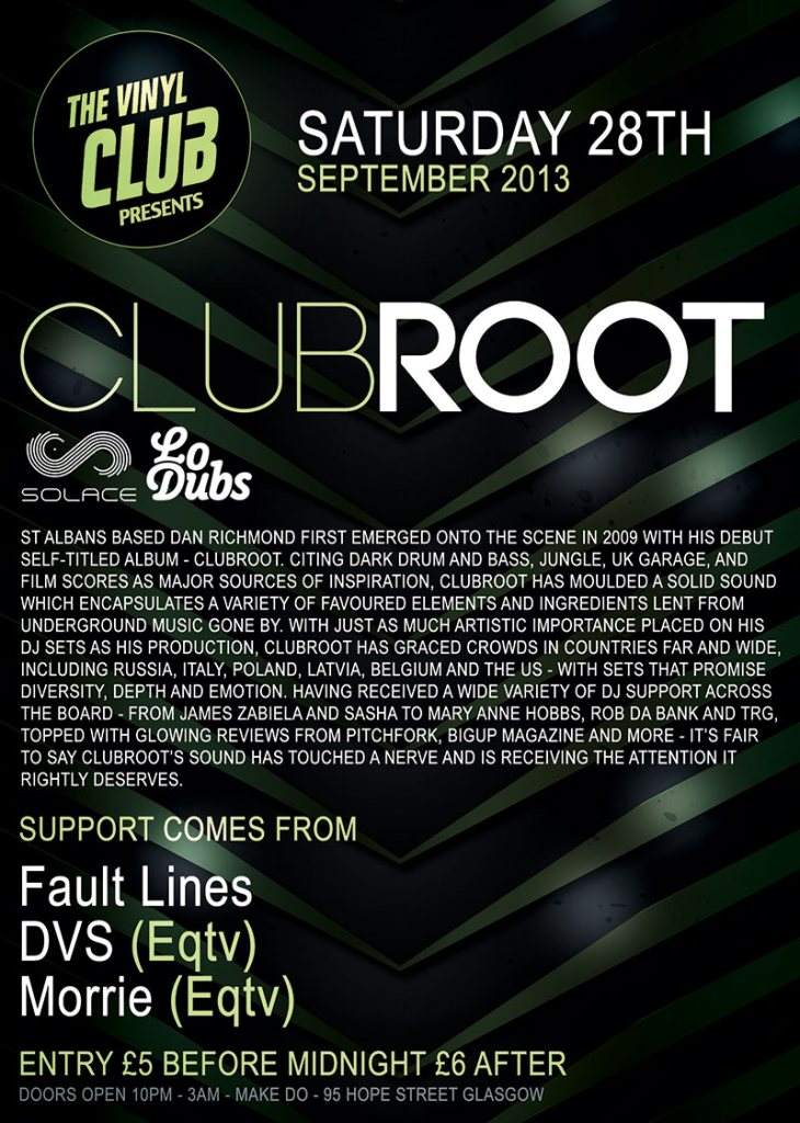 The Vinyl Club presents Clubroot (Solace/Lo Dubs) - フライヤー裏