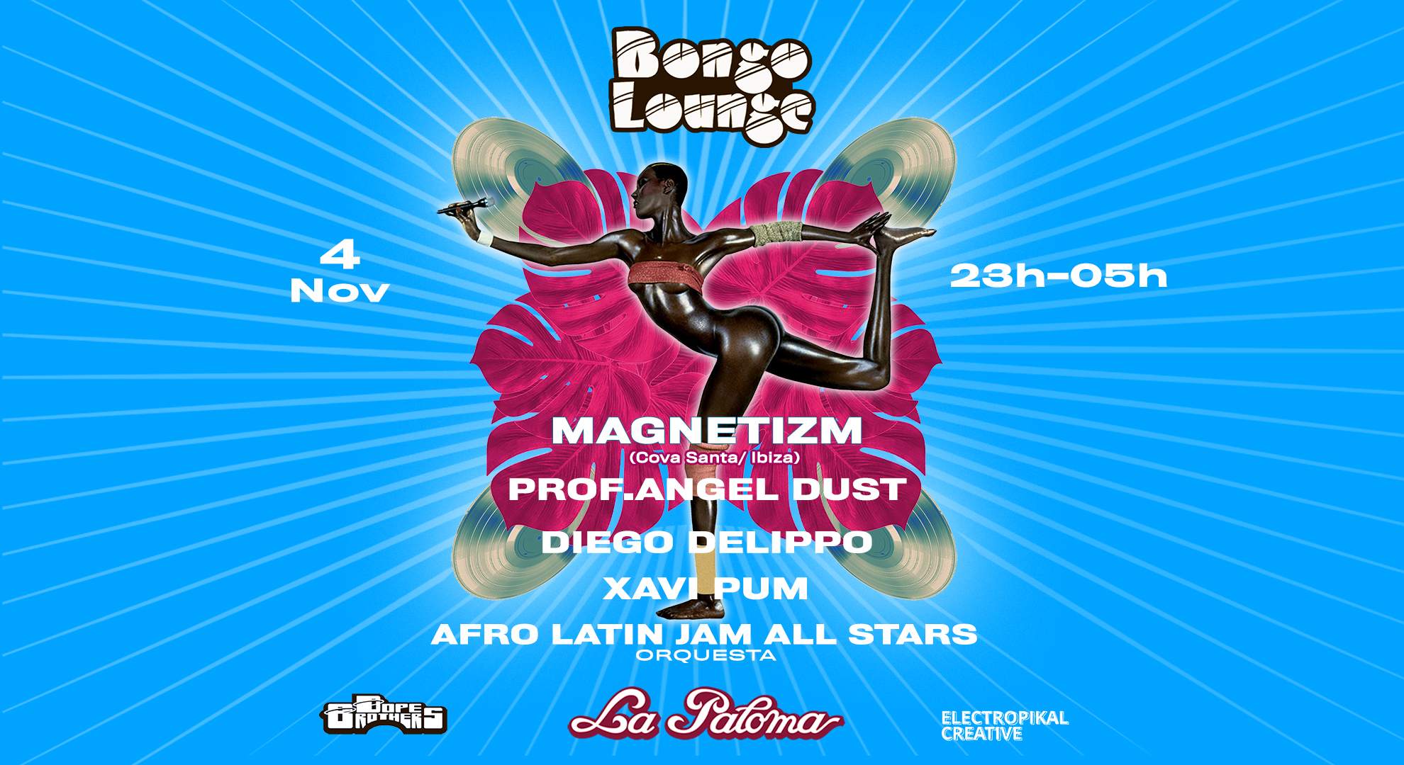 Bongo Lounge with Magnetizm, Prof. Angel Dust, Diego Delippo y mas en La Paloma - Página trasera