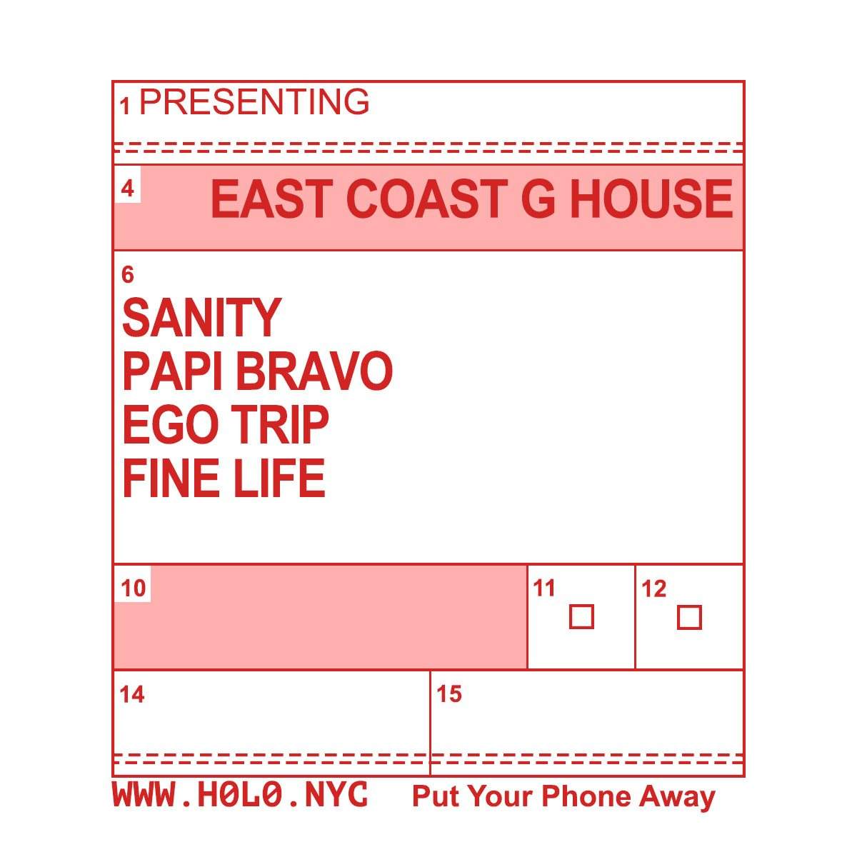 H0l0 presents: East Coast G House with SANiTY & Friends - Página frontal