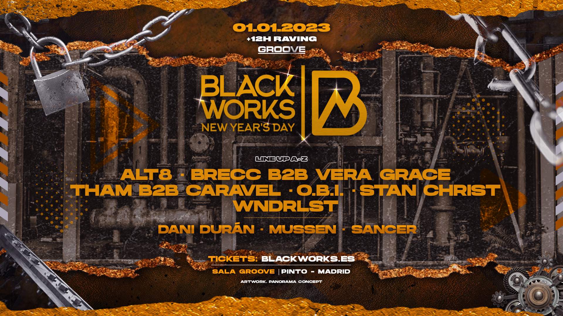 BlackWorks New Years Day at Sala Groove, Madrid