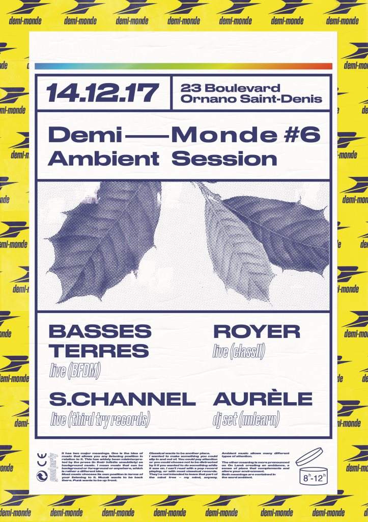 Demi-Monde #6 / Ambient Live Session with Basses Terres, S.Channel, Royer & Aurèle - フライヤー表