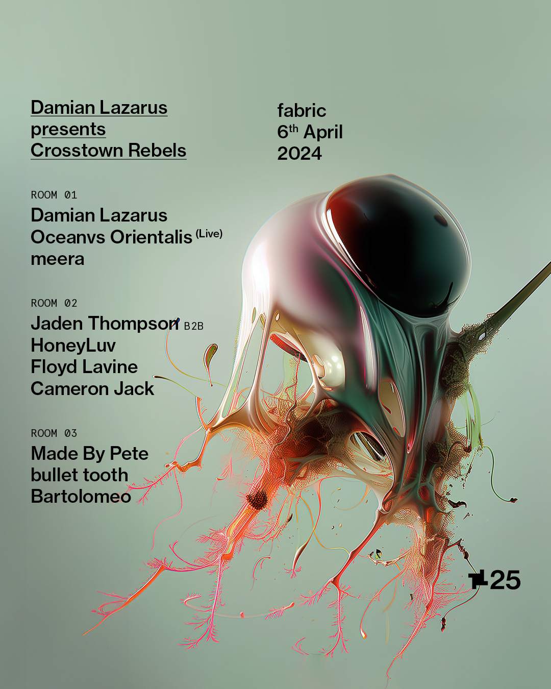fabric25: Damian Lazarus presents Crosstown Rebels, Oceanvs Orientalis, Jaden Thompson - フライヤー表