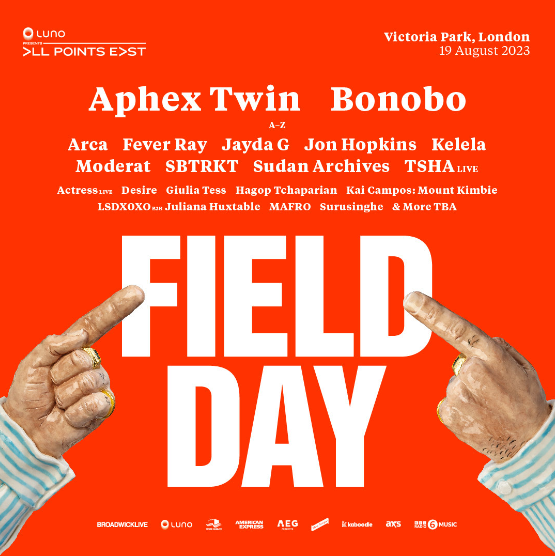 Luno presents APE – Field Day with Aphex Twin & Bonobo - フライヤー表
