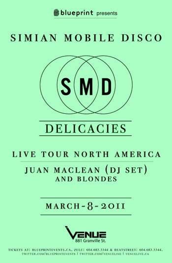 Simian Mobile Disco Delicacies Tour - Página frontal