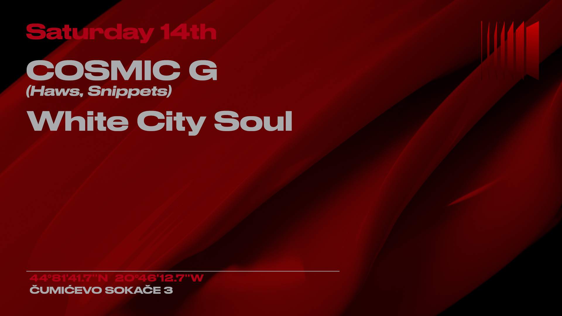 COSMIC G & White City Soul - 14.10 at Kult, Belgrade