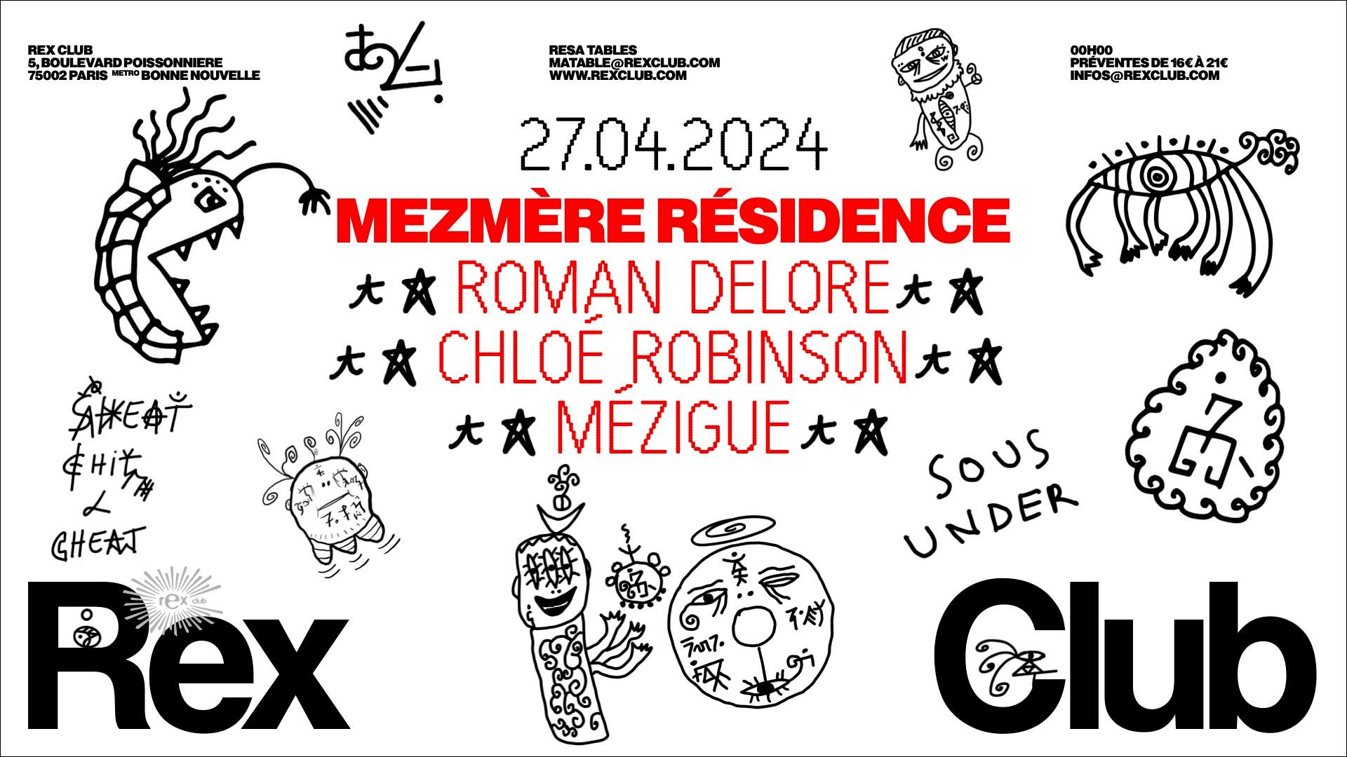 Mezmère Residence: Roman Delore, Chloé Robinson, Mézigue - フライヤー表