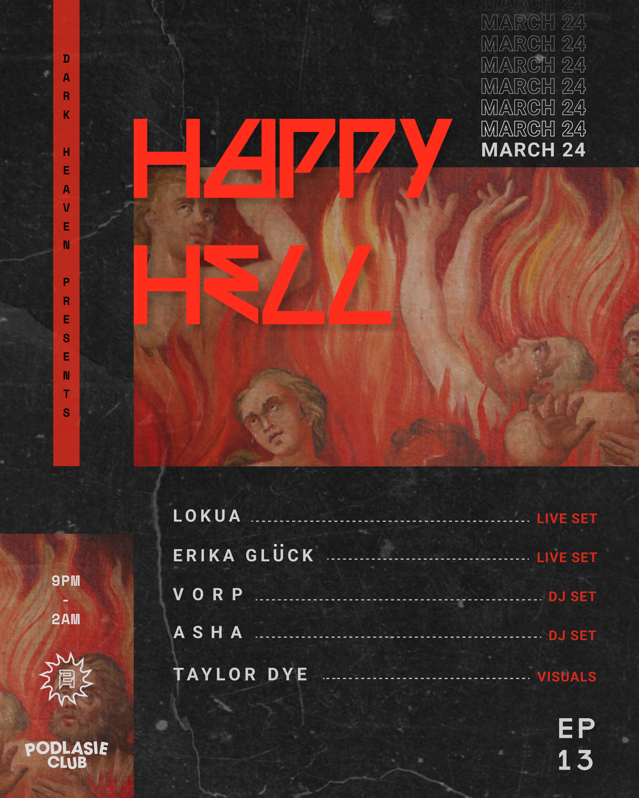 Dark Heaven presents Happy Hell with Lokua - Erika Glück - Vorp - Asha - Página frontal