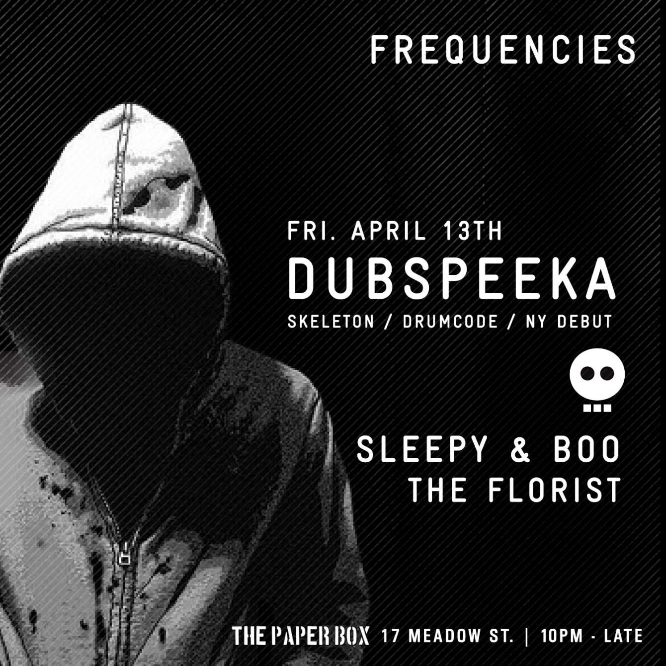 Frequencies - Dubspeeka (NY Debut), Sleepy & Boo, the Florist - Página frontal