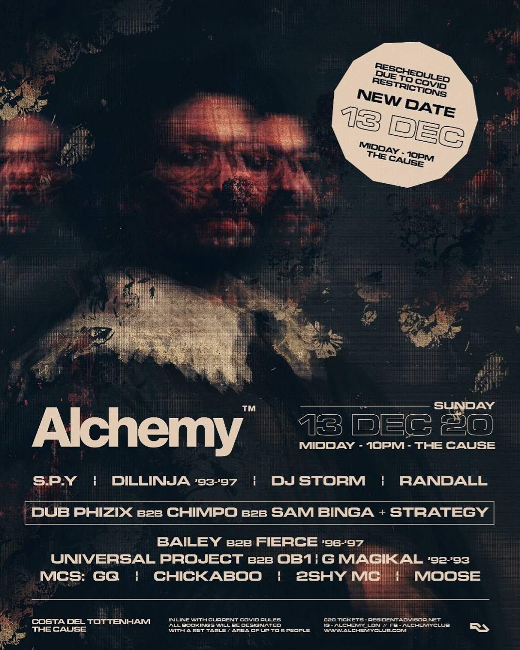[RESCHEDULED] Alchemy ft S.P.Y, Dillinja, Dub Phizix, Chimpo, Randall, DJ Storm, Bailey, Fierce - フライヤー表