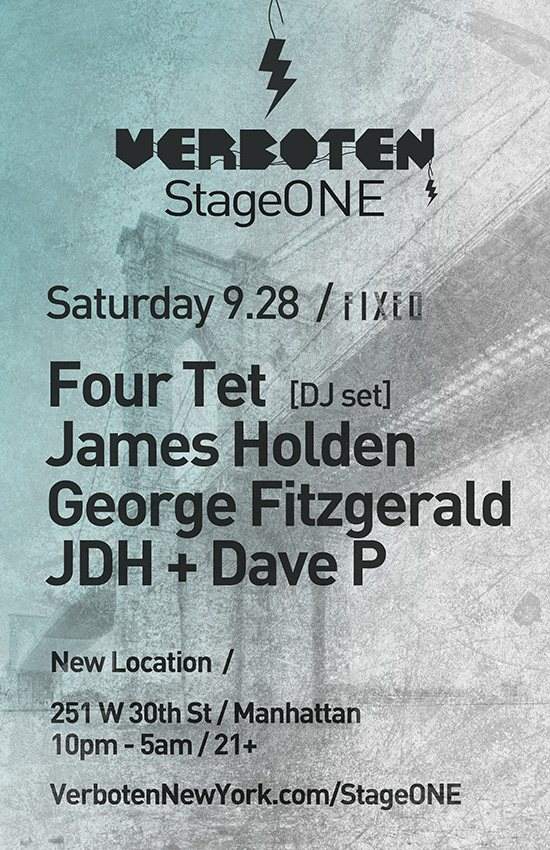 Verboten Stageone presents Four Tet [DJ Set] / James Holden / George Fitzgerald / JDH & Dave P - Página trasera