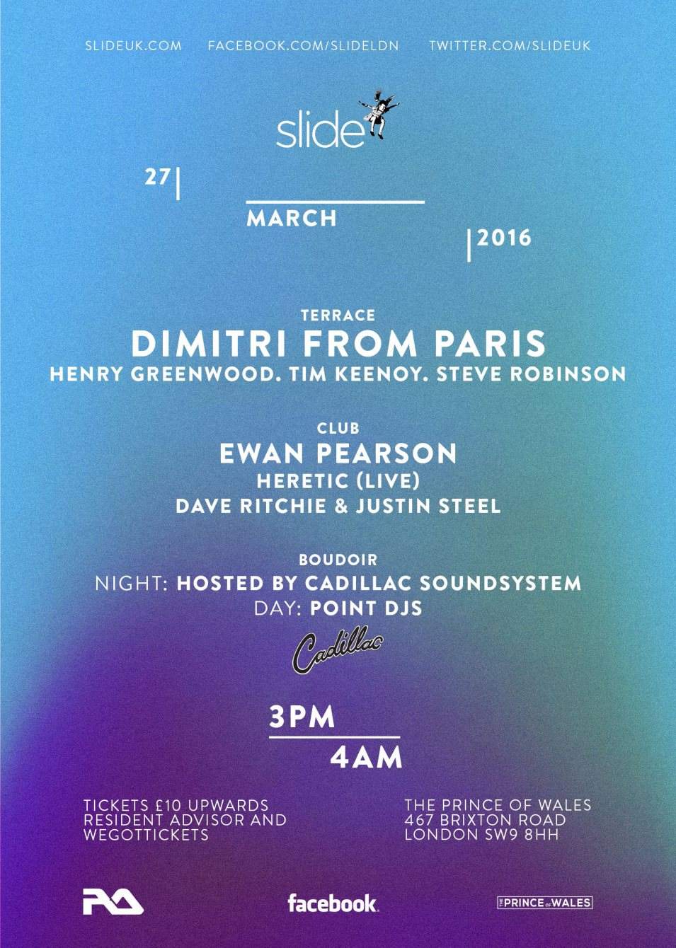 Slide Easter Sunday with Dimitri From Paris, Ewan Pearson & Heretic (Live) - フライヤー裏