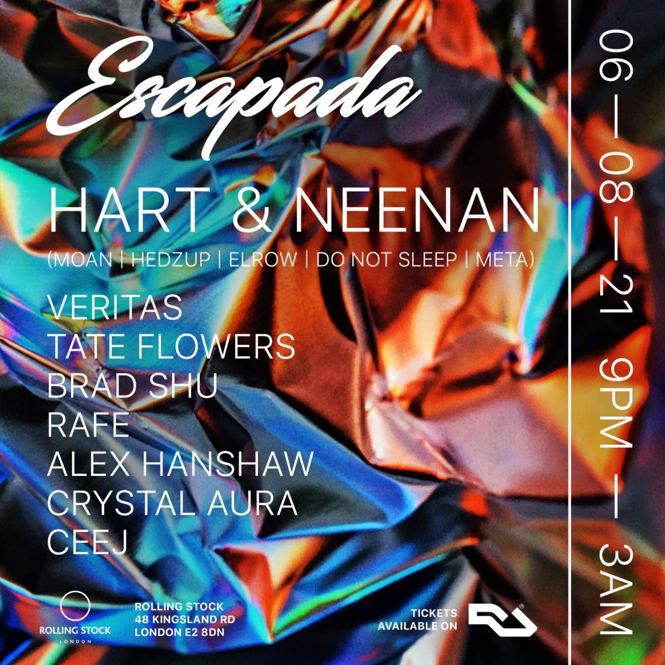 Escapada - Let's Dance at Rolling Stock with Special Guest Hart & Neenan - Página frontal