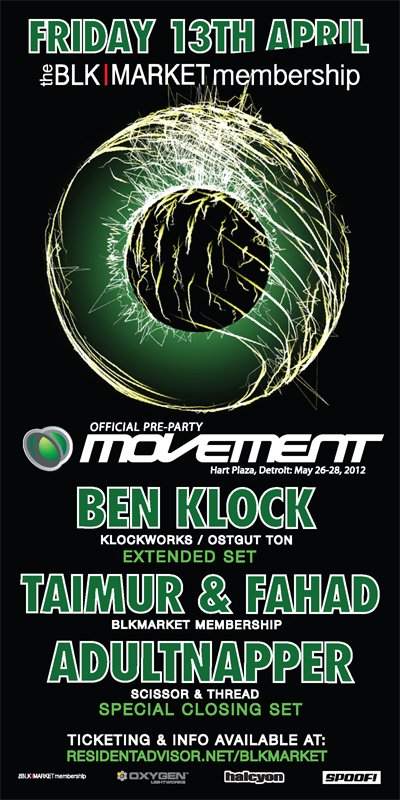 Blkmarket Membership presents Official Movement Warm-Up Party with Ben Klock - Página trasera