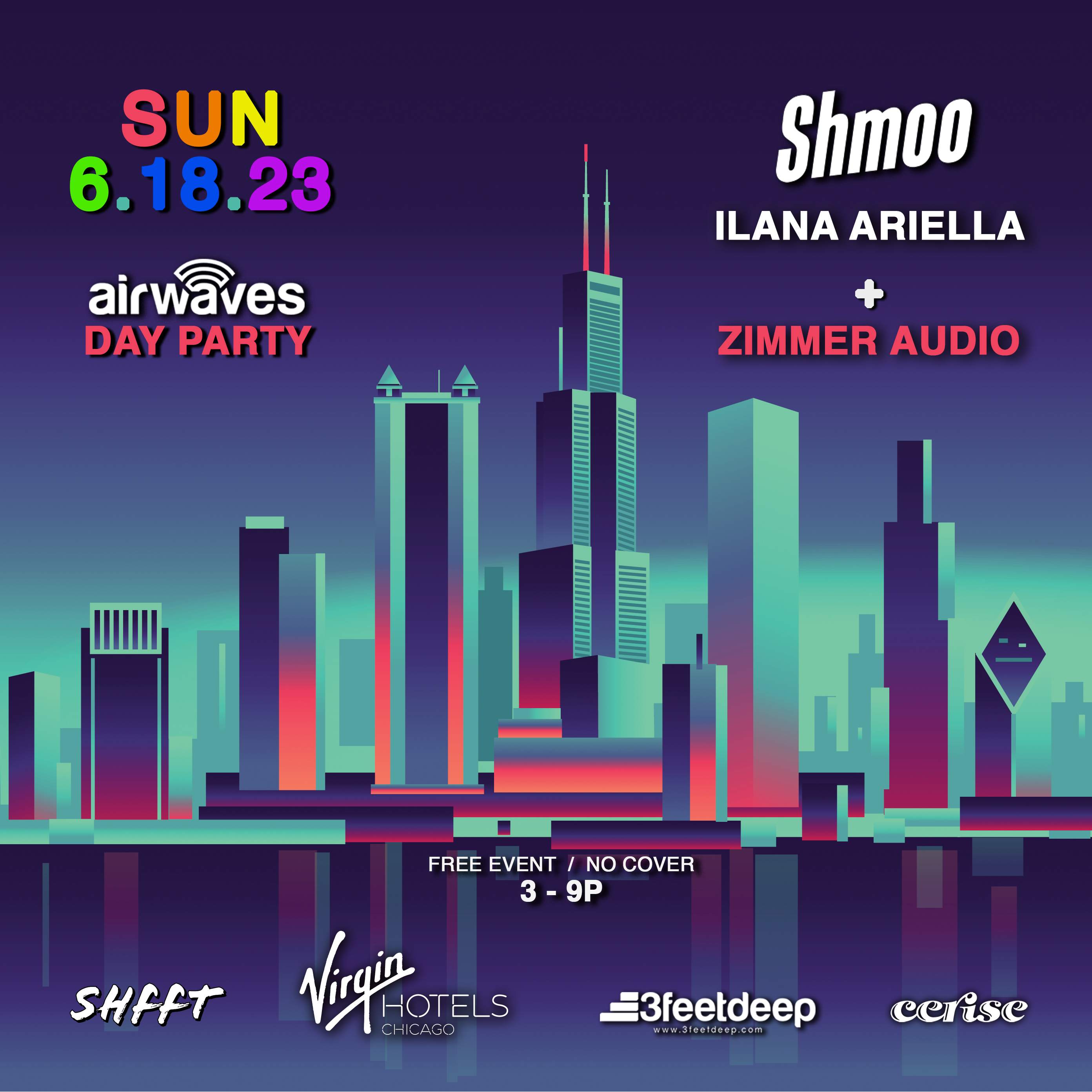 Airwaves Day Party: Shmoo, Ilana Ariella, Zimmer Audio [3feetdeep] - フライヤー表