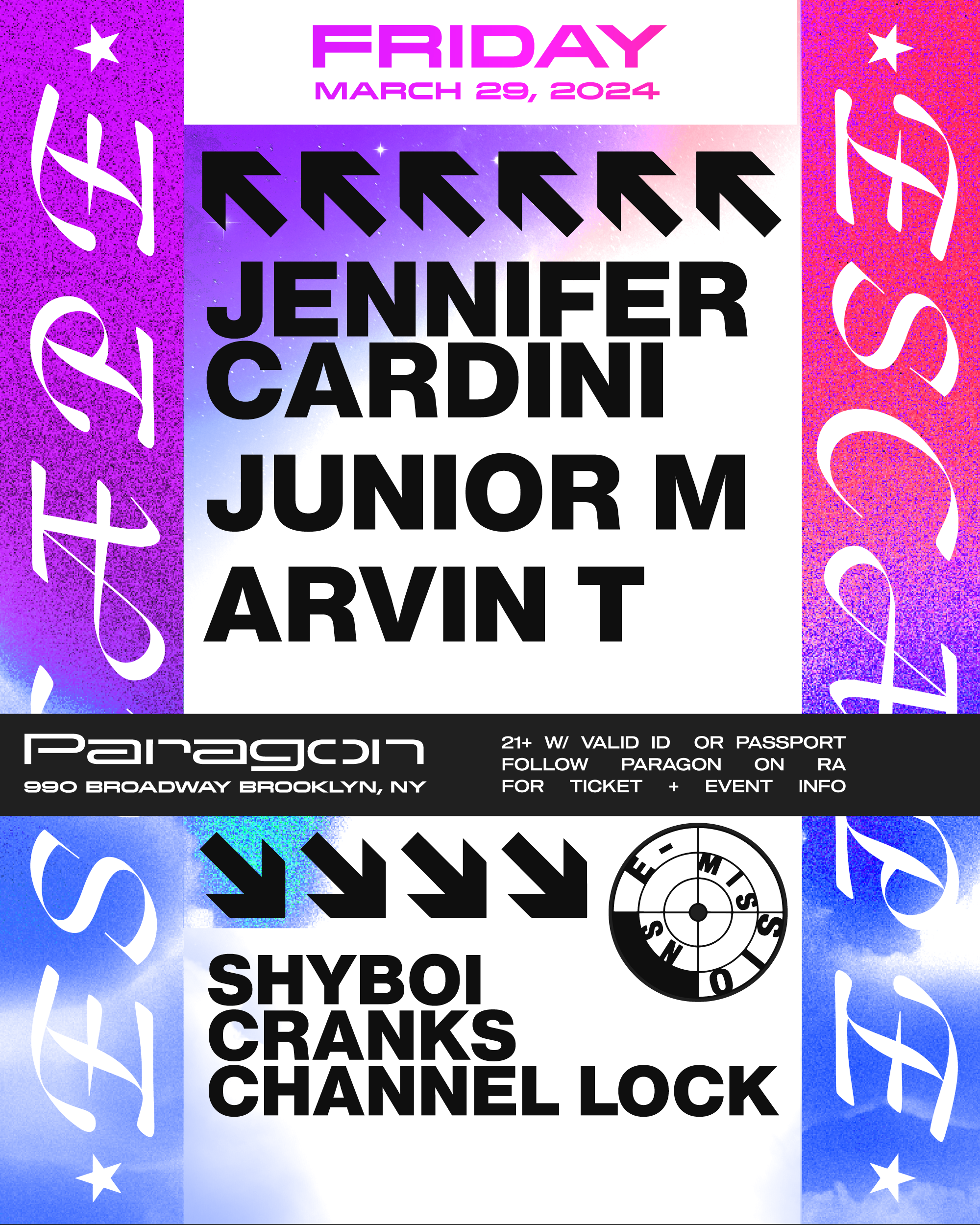 Escape: Jennifer Cardini, Junior M, Arvin T + Shyboi, Cranks, Channel Lock - フライヤー表